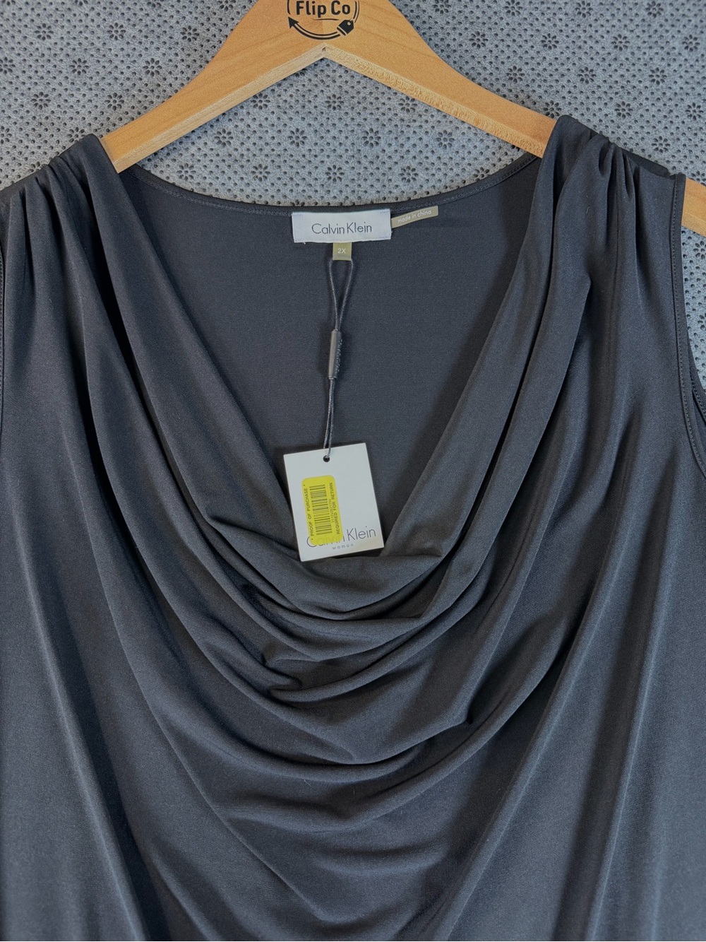Calvin Klein Draped Cowl Neck Sleeveless Top - Picture 3 of 7